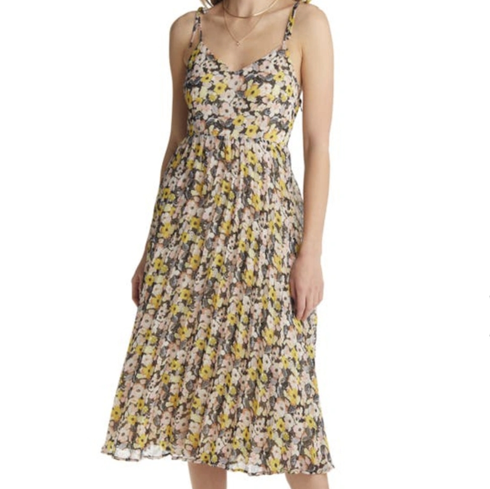 VICI Floral Sleeveless Dress Pleated Small NWOT